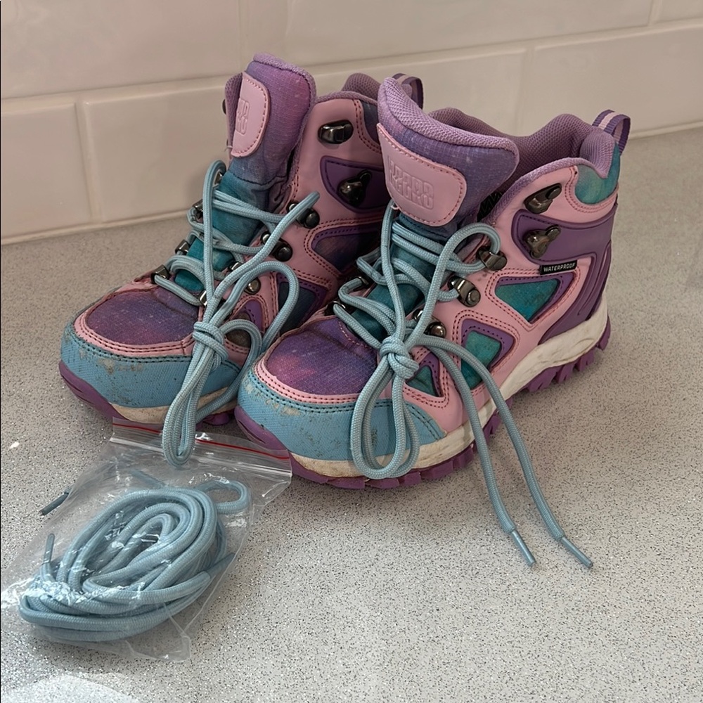 Purple and Pink Outdoor Boots with Chunky Design